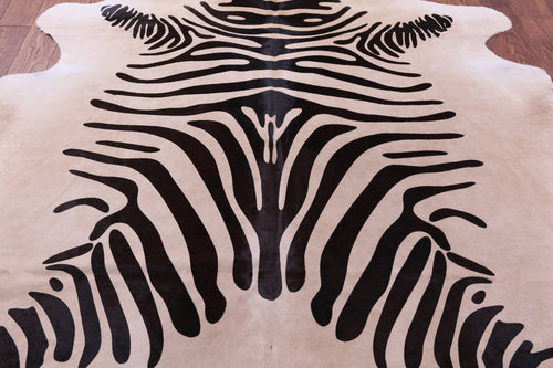 Zebra Animal Print Natural Cowhide Rug - X-Large 7' 7