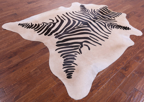 Zebra Animal Print Natural Cowhide Rug - X-Large 7' 7
