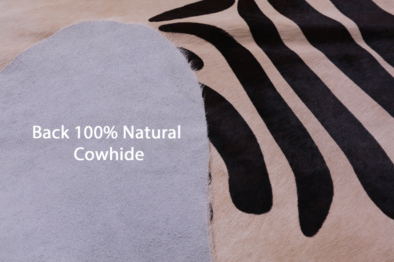 Zebra Animal Print Natural Cowhide Rug - X-Large 7' 7"H x 6' 9"W