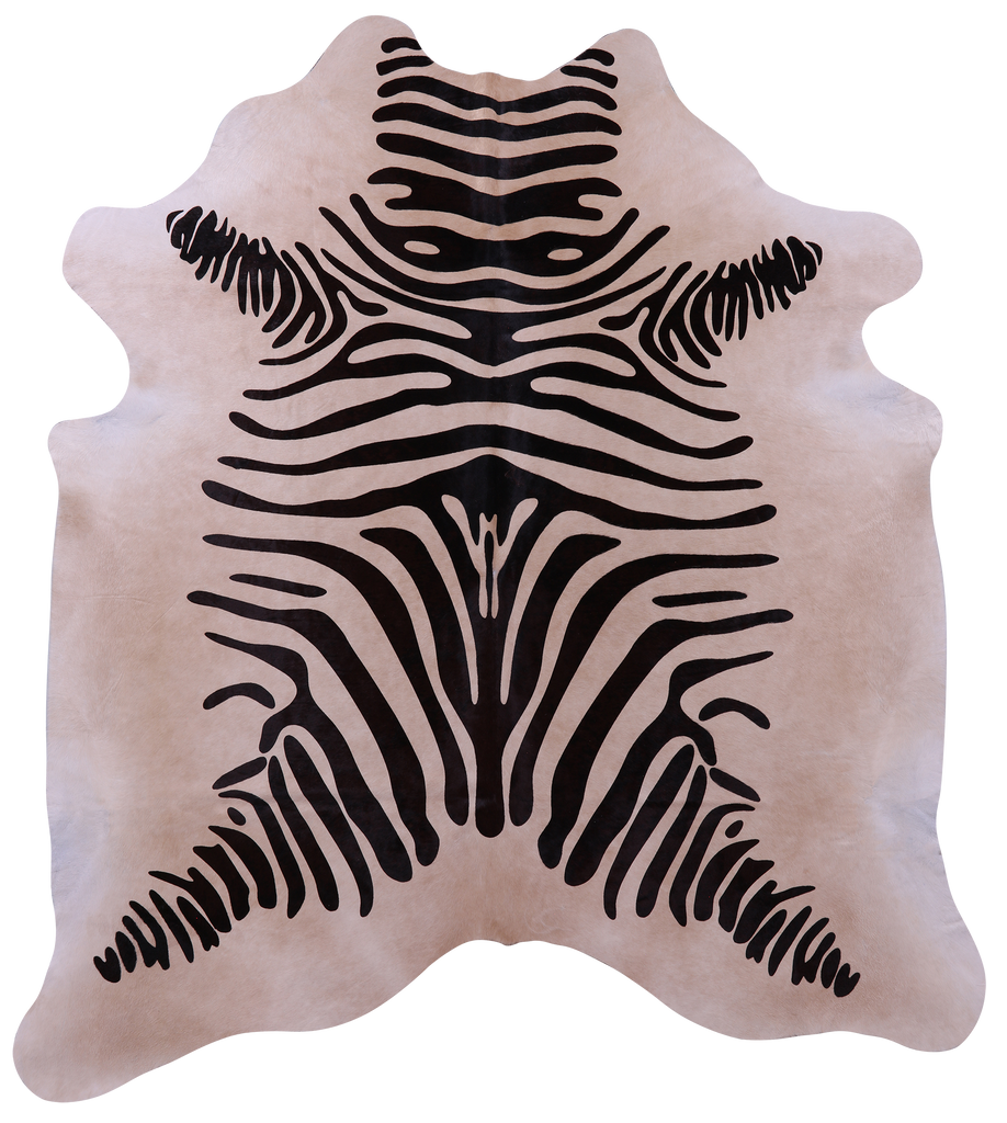 Zebra Animal Print Natural Cowhide Rug - X-Large 7' 7"H x 6' 9"W