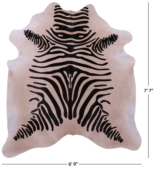 Zebra Animal Print Natural Cowhide Rug - X-Large 7' 7