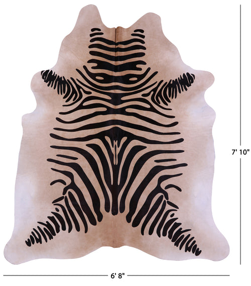 Zebra Animal Print Natural Cowhide Rug - XX-Large 7' 10