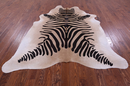 Zebra Animal Print Natural Cowhide Rug - XX-Large 7' 10