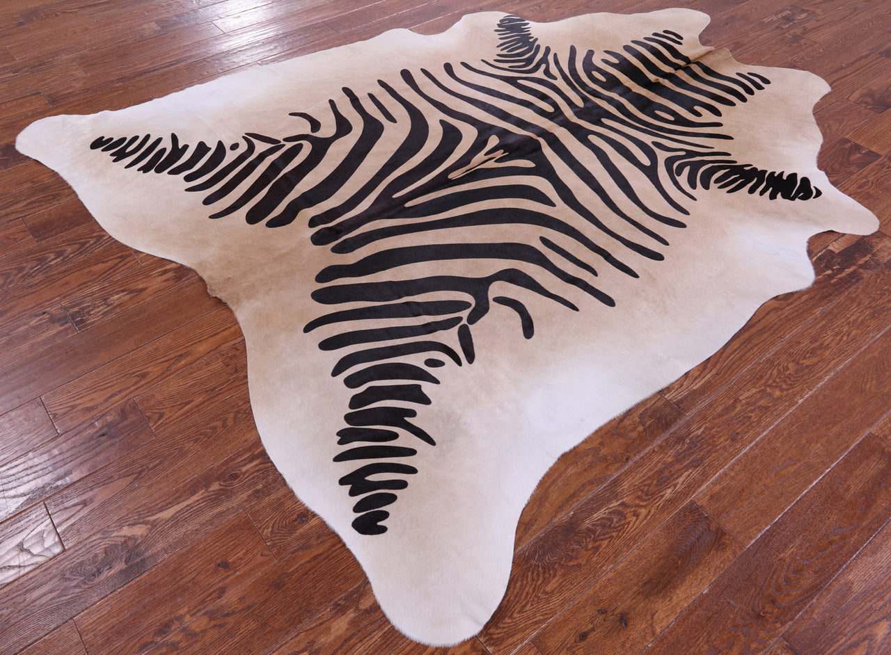Zebra Animal Print Natural Cowhide Rug - XX-Large 7' 10"H x 6' 8"W
