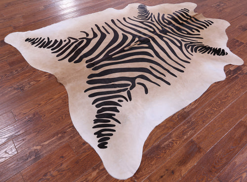 Zebra Animal Print Natural Cowhide Rug - XX-Large 7' 10