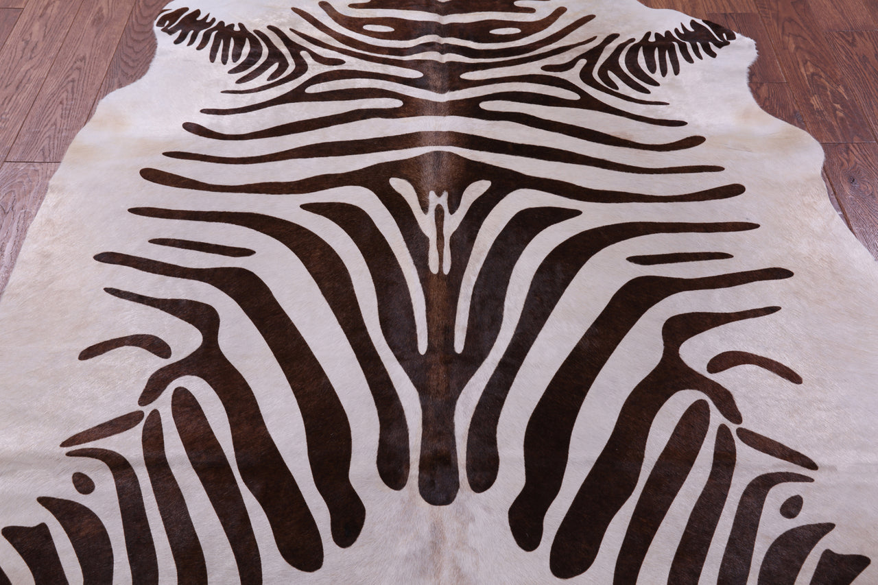 Zebra Animal Print Natural Cowhide Rug - X-Large 7' 0"H x 5' 10"W