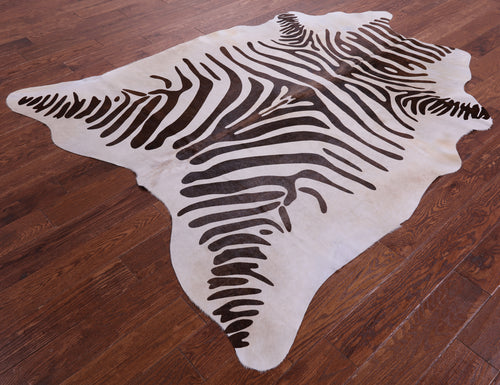 Zebra Animal Print Natural Cowhide Rug - X-Large 7' 0