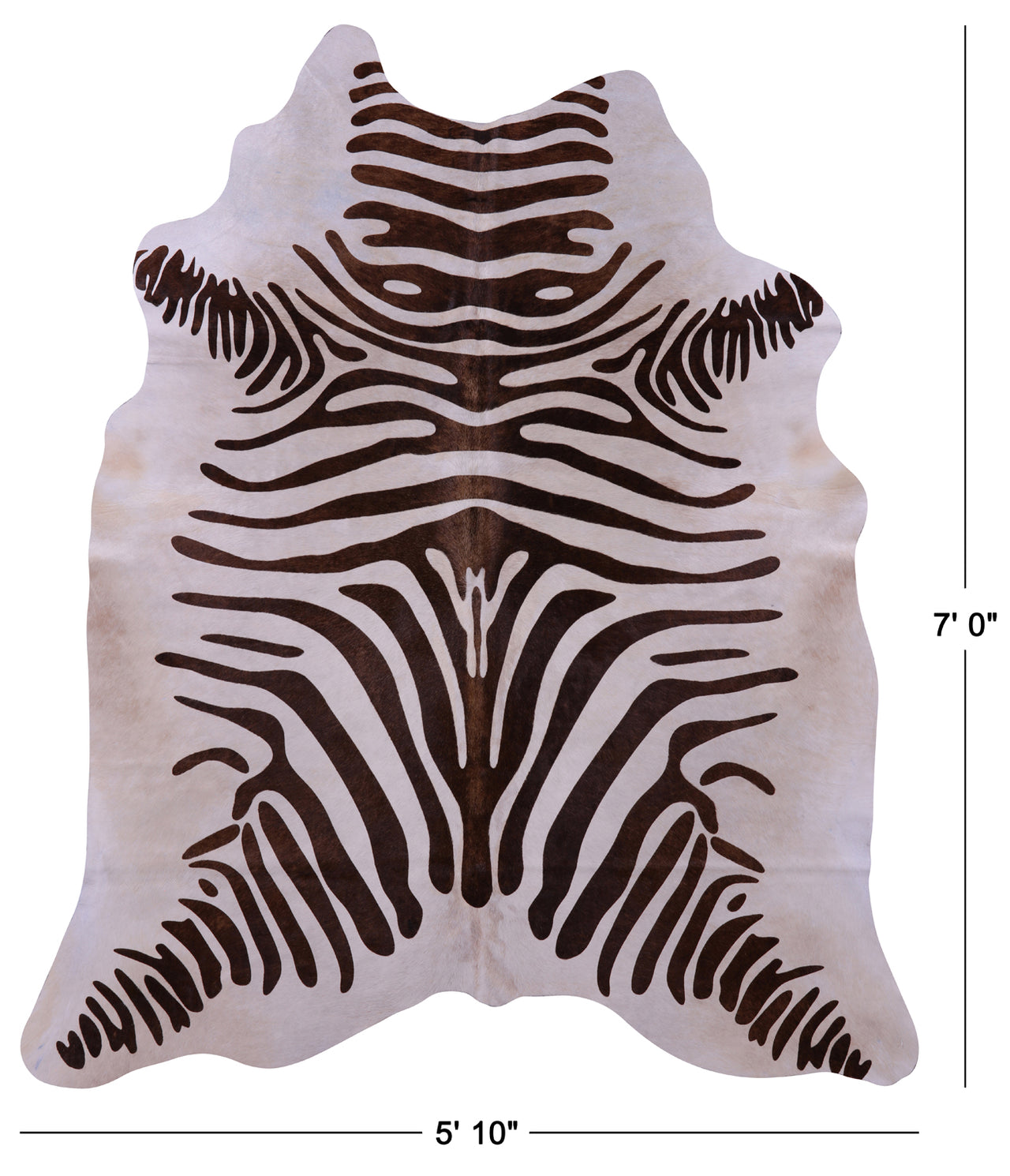 Zebra Animal Print Natural Cowhide Rug - X-Large 7' 0"H x 5' 10"W
