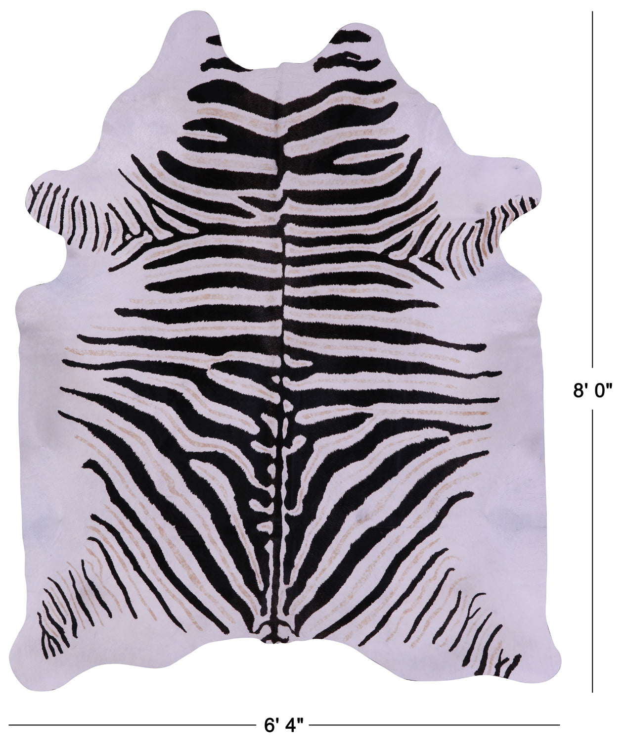 Zebra Animal Print Natural Cowhide Rug - XX-Large 8' 0"H x 6' 4"W
