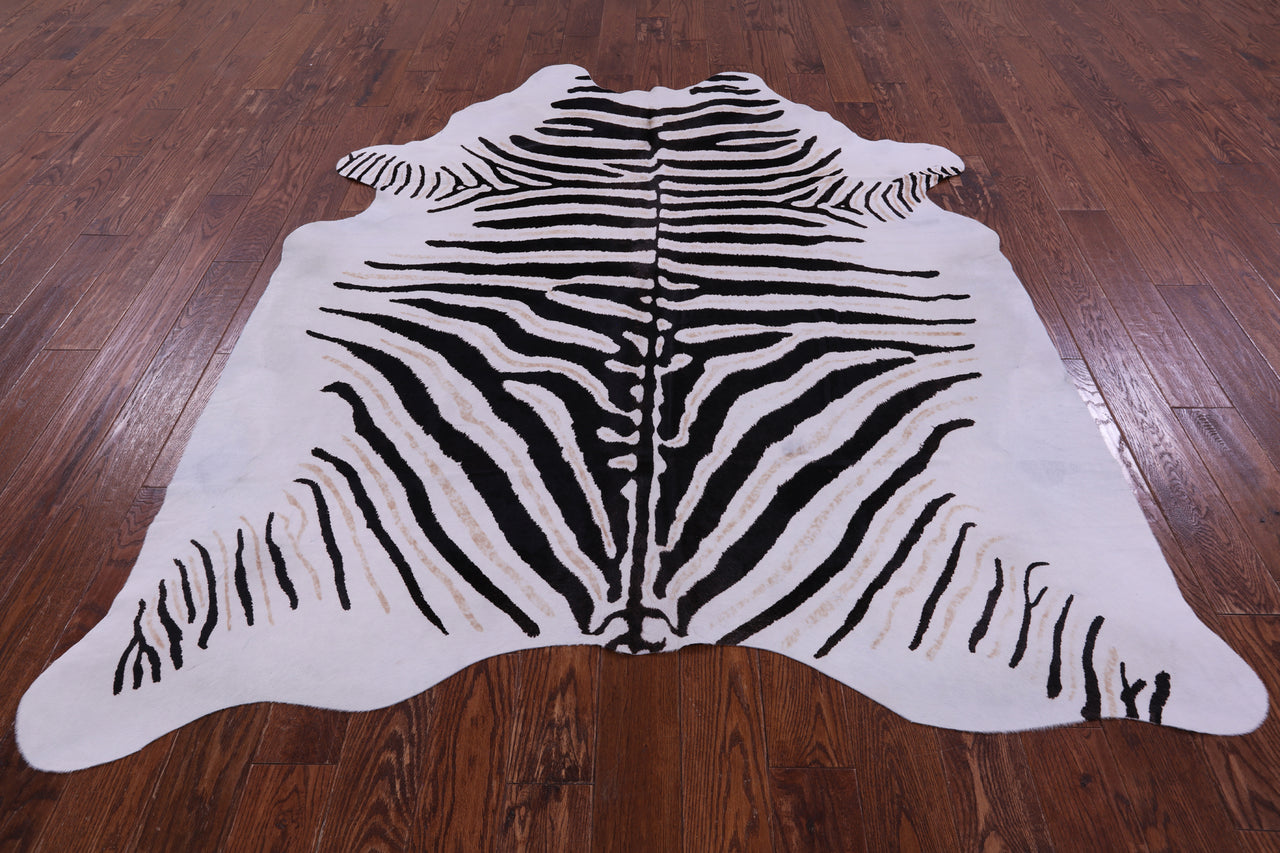 Zebra Animal Print Natural Cowhide Rug - XX-Large 8' 0"H x 6' 4"W