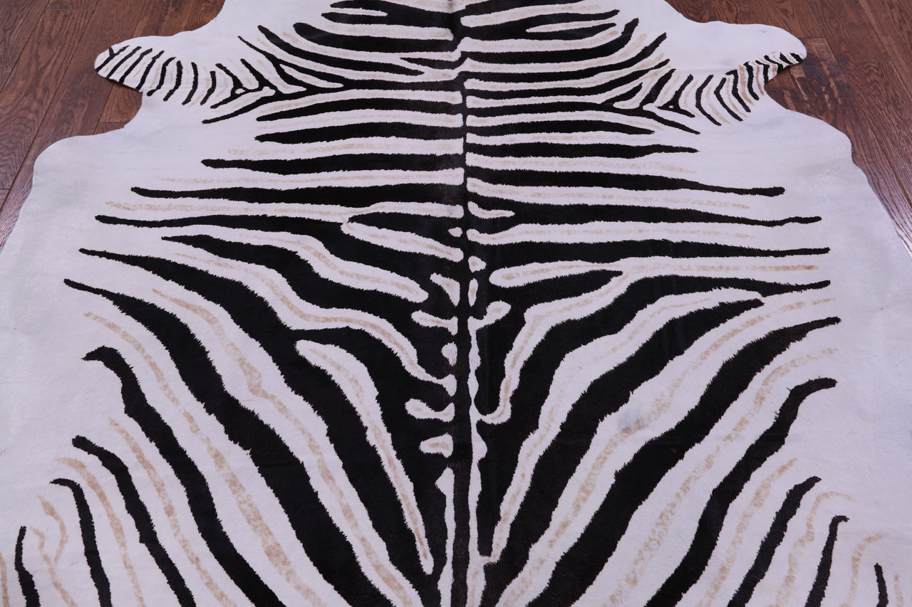 Zebra Animal Print Natural Cowhide Rug - XX-Large 8' 0"H x 6' 4"W