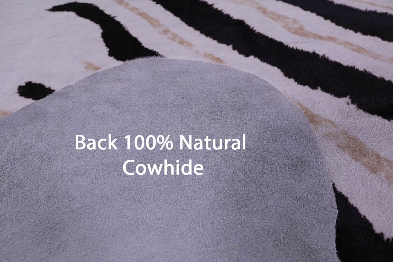 Zebra Animal Print Natural Cowhide Rug - XX-Large 8' 0"H x 6' 4"W