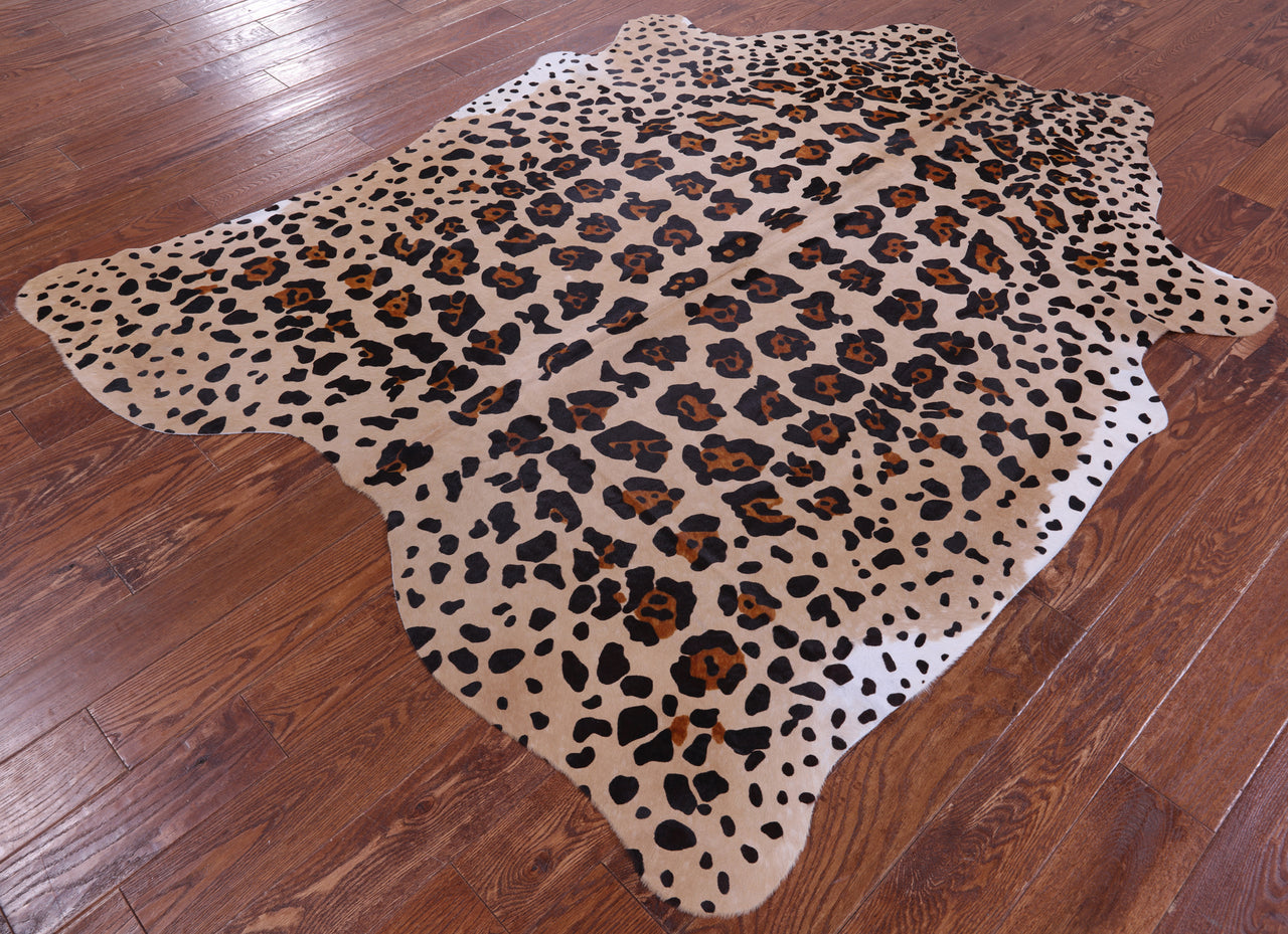 Jaguar Animal Print Natural Cowhide Rug - X-Large 7' 3"H x 5' 10"W