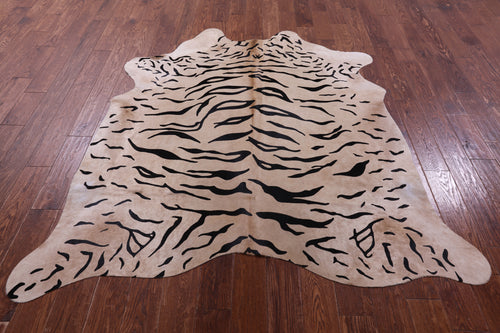 Tiger Animal Print Natural Cowhide Rug - Large 6' 8
