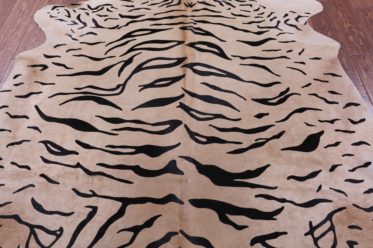 Tiger Animal Print Natural Cowhide Rug - Large 6' 8"H x 6' 0"W