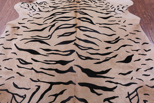 Tiger Animal Print Natural Cowhide Rug - Large 6' 8