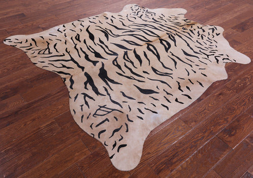 Tiger Animal Print Natural Cowhide Rug - Large 6' 8