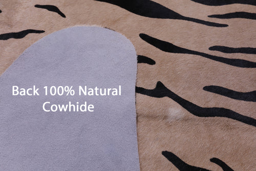 Tiger Animal Print Natural Cowhide Rug - Large 6' 8