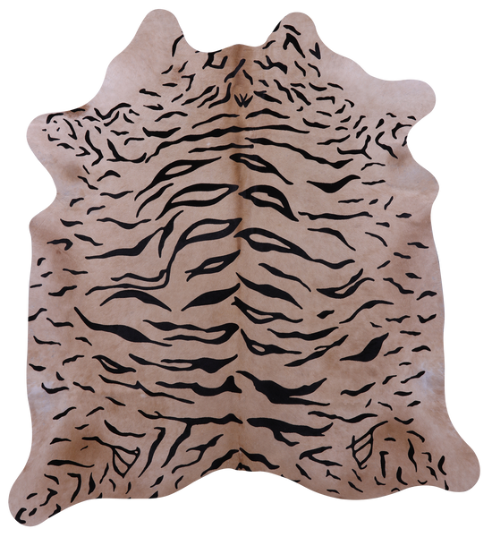Tiger Animal Print Natural Cowhide Rug - Large 6' 8"H x 6' 0"W