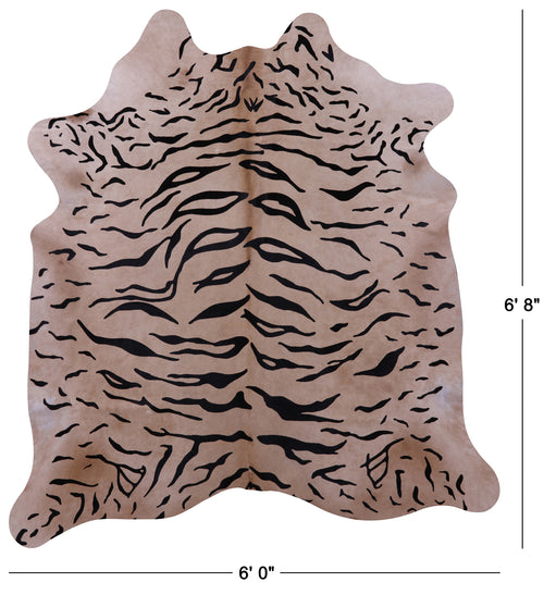 Tiger Animal Print Natural Cowhide Rug - Large 6' 8