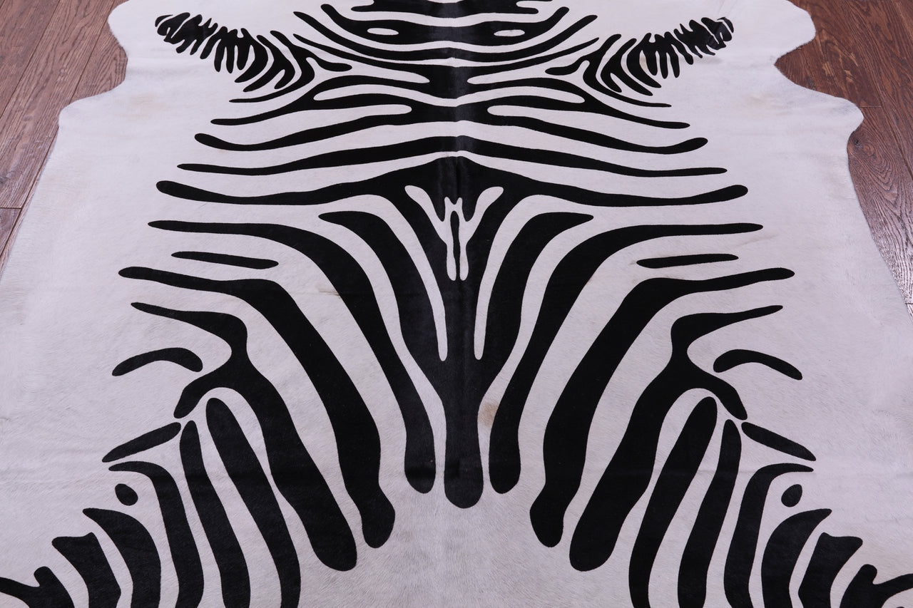 Zebra Animal Print Natural Cowhide Rug - X-Large 7' 4"H x 6' 2"W