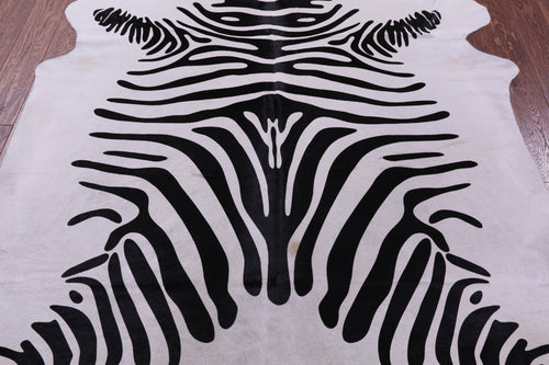 Zebra Animal Print Natural Cowhide Rug - X-Large 7' 4