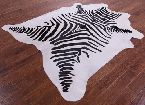 Zebra Animal Print Natural Cowhide Rug - X-Large 7' 4