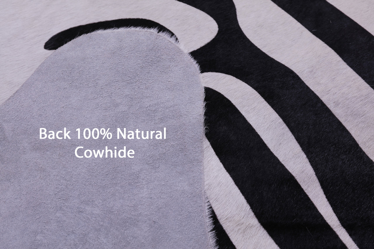 Zebra Animal Print Natural Cowhide Rug - X-Large 7' 4"H x 6' 2"W
