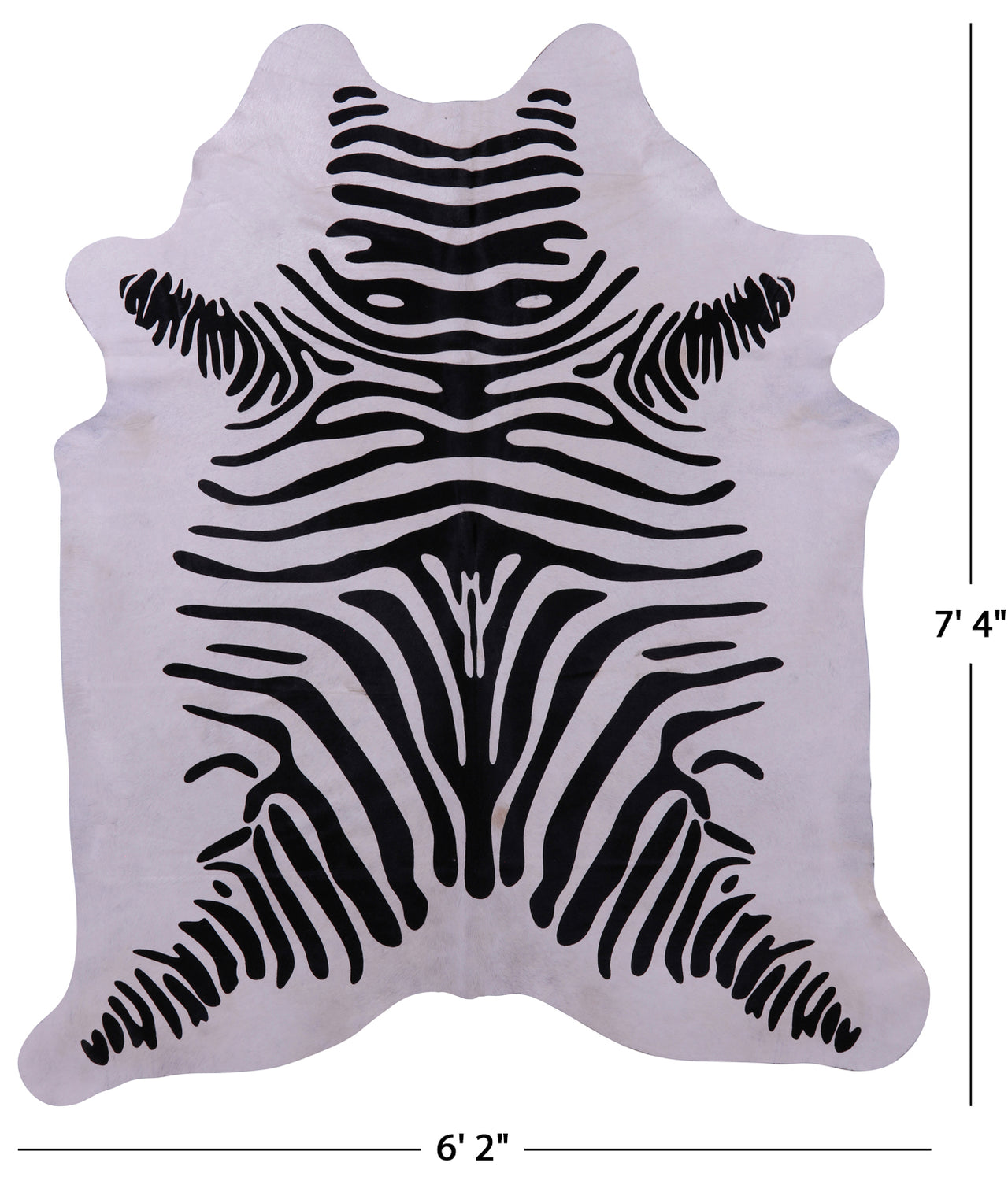 Zebra Animal Print Natural Cowhide Rug - X-Large 7' 4"H x 6' 2"W