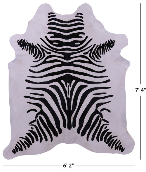 Zebra Animal Print Natural Cowhide Rug - X-Large 7' 4