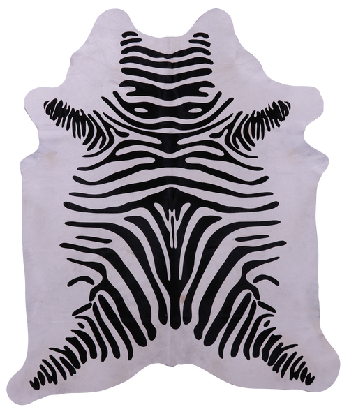 Zebra Animal Print Natural Cowhide Rug - X-Large 7' 4