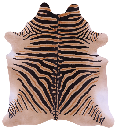 Zebra Animal Print Natural Cowhide Rug - X-Large 7' 3