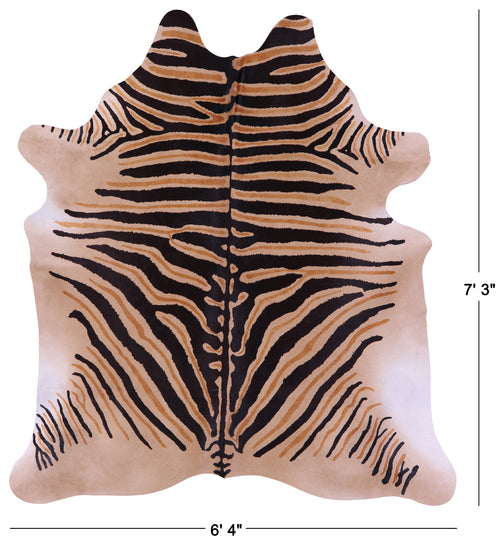 Zebra Animal Print Natural Cowhide Rug - X-Large 7' 3