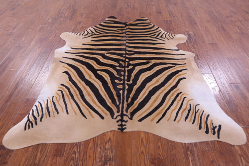 Zebra Animal Print Natural Cowhide Rug - X-Large 7' 3