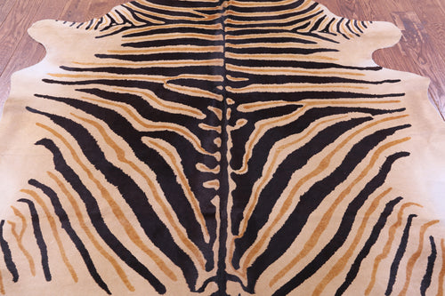 Zebra Animal Print Natural Cowhide Rug - X-Large 7' 3