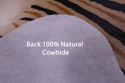 Zebra Animal Print Natural Cowhide Rug - X-Large 7' 3