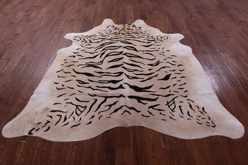 Tiger Animal Print Natural Cowhide Rug - X-Large 7' 3