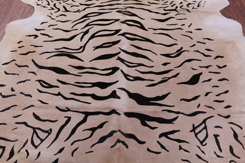 Tiger Animal Print Natural Cowhide Rug - X-Large 7' 3
