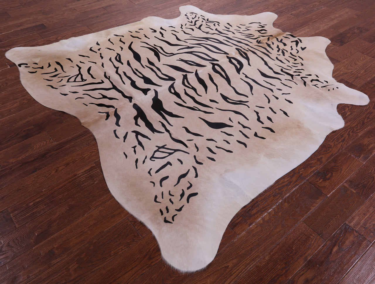 Tiger Animal Print Natural Cowhide Rug - X-Large 7' 3"H x 7' 0"W