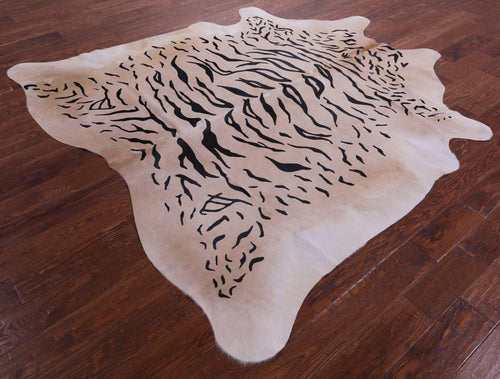 Tiger Animal Print Natural Cowhide Rug - X-Large 7' 3