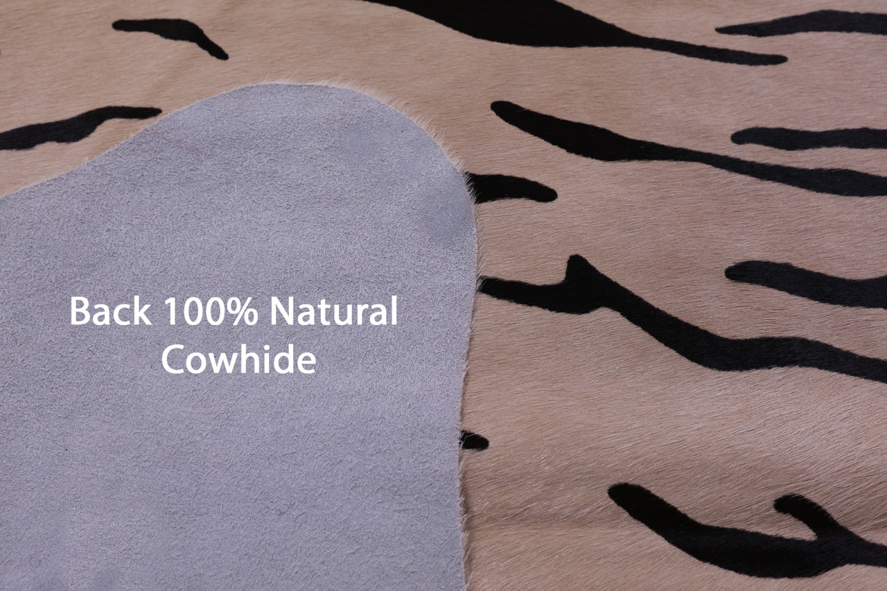 Tiger Animal Print Natural Cowhide Rug - X-Large 7' 3"H x 7' 0"W