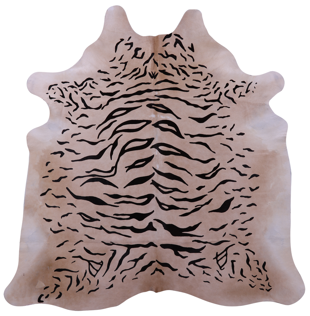 Tiger Animal Print Natural Cowhide Rug - X-Large 7' 3"H x 7' 0"W