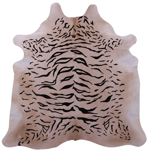 Tiger Animal Print Natural Cowhide Rug - X-Large 7' 3"H x 7' 0"W