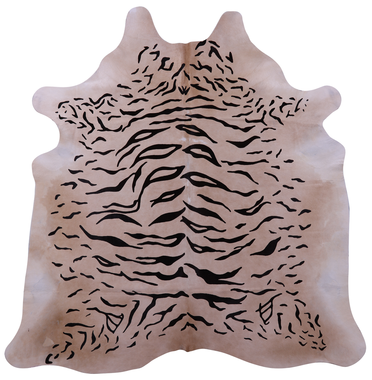 Tiger Animal Print Natural Cowhide Rug - X-Large 7' 3"H x 7' 0"W