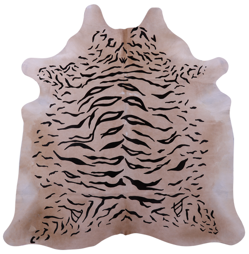 Tiger Animal Print Natural Cowhide Rug - X-Large 7' 3