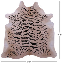 Thumbnail for Tiger Animal Print Natural Cowhide Rug - X-Large 7' 3