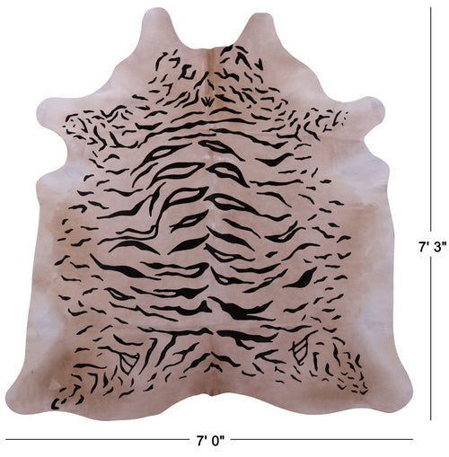Tiger Animal Print Natural Cowhide Rug - X-Large 7' 3