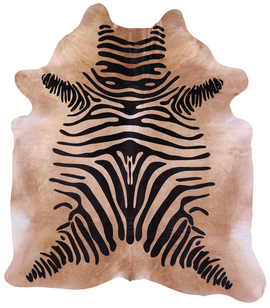 Zebra Animal Print Natural Cowhide Rug - X-Large 7' 6"H x 6' 9"W