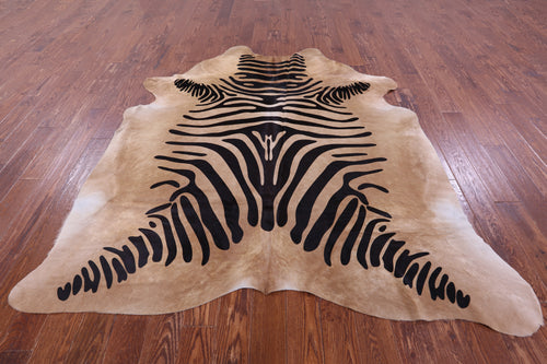Zebra Animal Print Natural Cowhide Rug - X-Large 7' 6