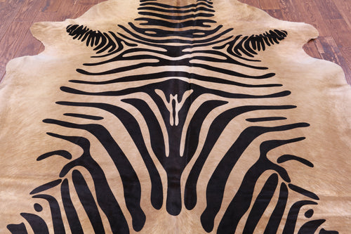 Zebra Animal Print Natural Cowhide Rug - X-Large 7' 6